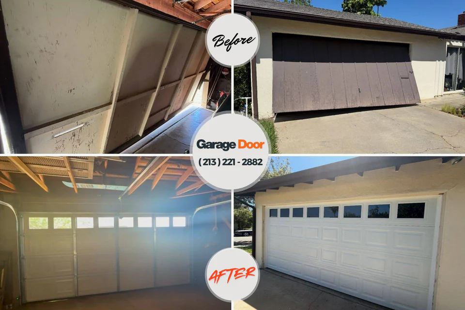 Before and after: garage door repair Green Oaks, IL